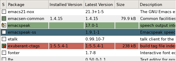 
						Shows the package list in the Synaptic Package Manager main window.
					